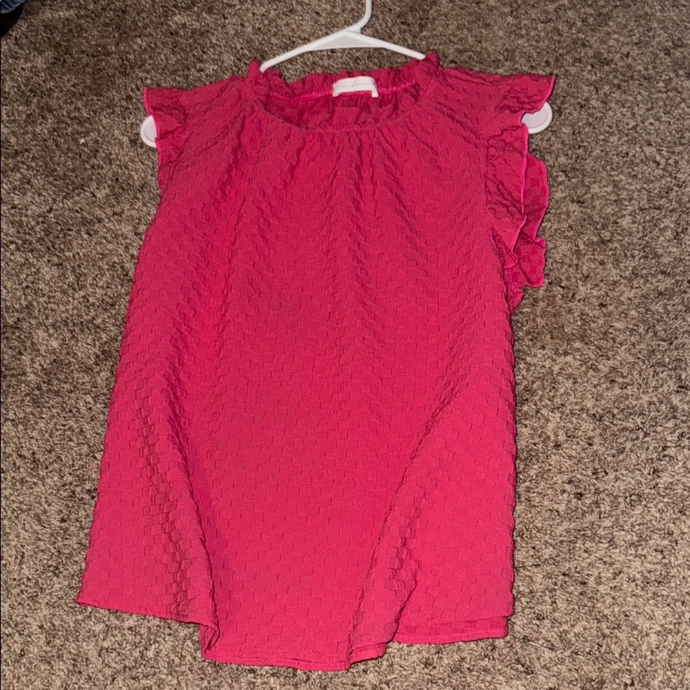 Girls' Pink Ruffle Sleeve Top
